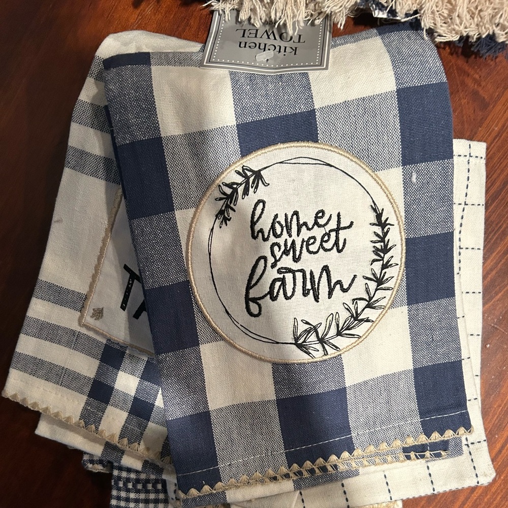 Blue and White Checkered Kitchen Towels
